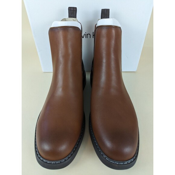 Calvin Klein Fenwick Chelsea Boots Mens 12 Brown Leather Pull On Shoes NWB main image 11